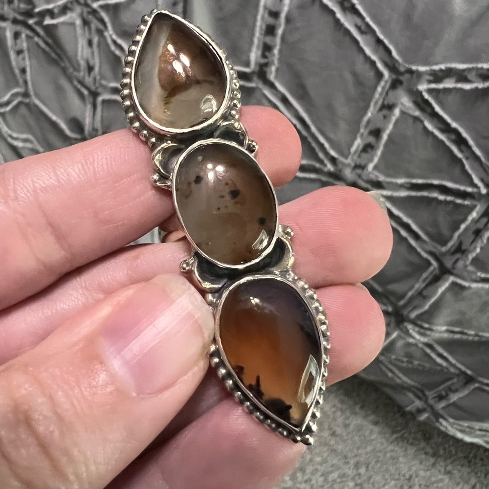 Sterling Silver Montana Agate Crawler Ring - Gem